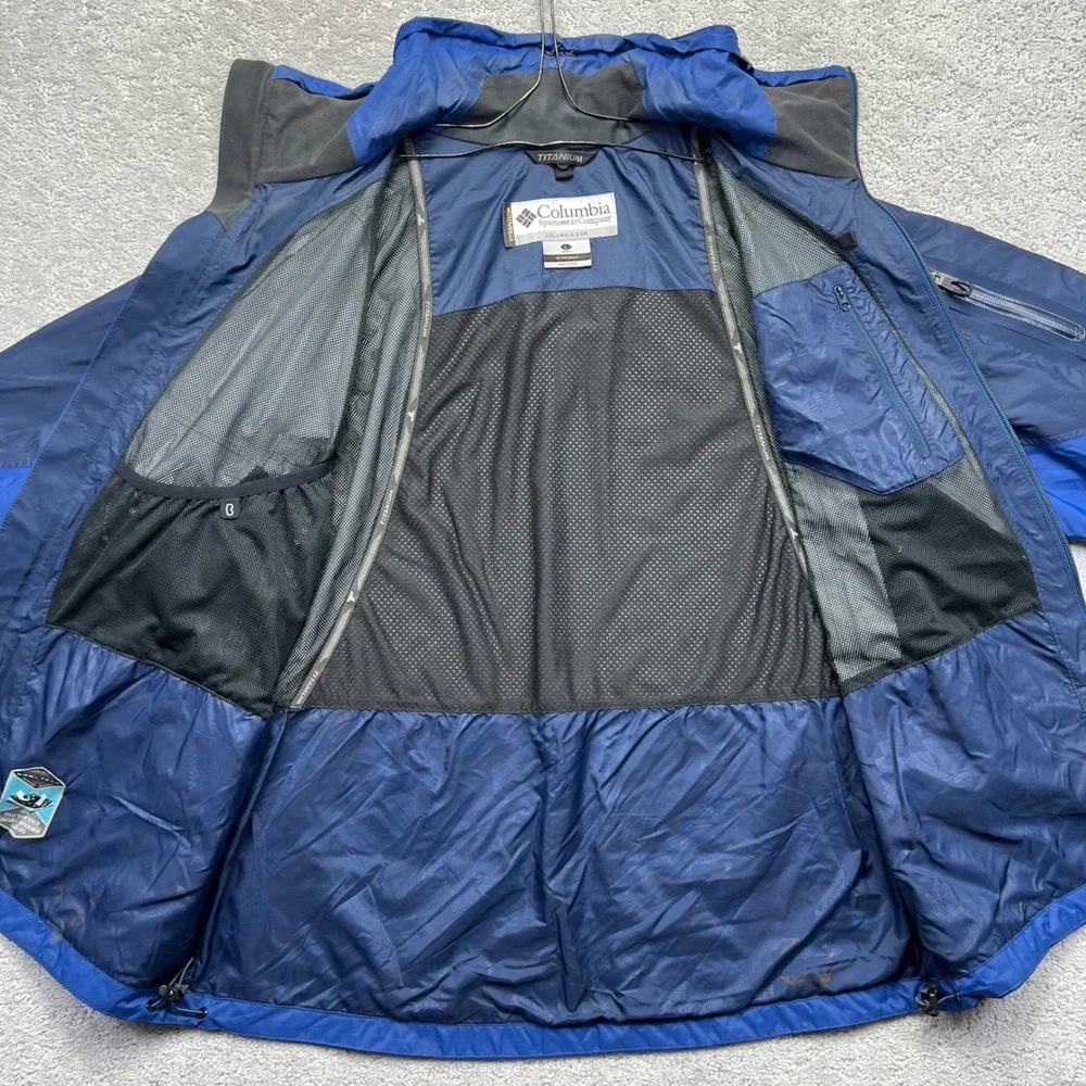 Columbia Titanium Jacket Mens Large Blue Black Omni-Tech Interchange Waterproof